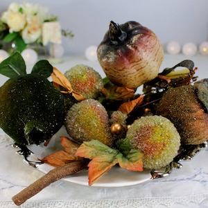 Artificial Fruits, Sugared Beaded Apples Pears Pomegranate Cluster Grapes Ornaments, Decoration Craft and Christmas Adornments, All Seasons