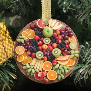 Custom Fruit Charcuterie Board Fruits Foodie Personalized Food Lover Christmas Xmas Ornament (Flat Design, NOT 3D)