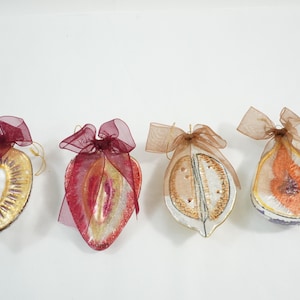 Vintage Christmas Ornaments, Cut Fruit Ornaments, 3D Fruit Ornaments, Retro Christmas, 4 Fruit Theme Ornaments, Lot W17 FREE USA Ship
