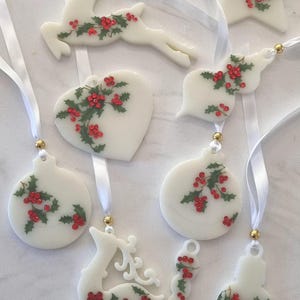 Handmade Resin Christmas Ornament Set: - 8pcs
