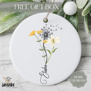 Custom Flower Ornament With Name, Floral Ornament Personalized, Flower Decoration, Flower Keepsake For Friend, Floral Gift For Best Friend
