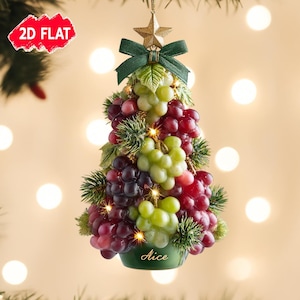 Custom Grape Christmas Tree Ornament, Personalized Shaped Grape Tree Hanging Decor, Gift for Wine Lovers and Gardeners, Fruit Lovers