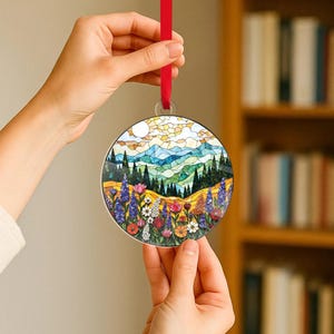 Mountain Ornament, Wildflower Ornament, Flower Christmas, Nature Lover Gift, Nature Lover Ornament, Flower Acrylic Ornament, Faux Acrylic